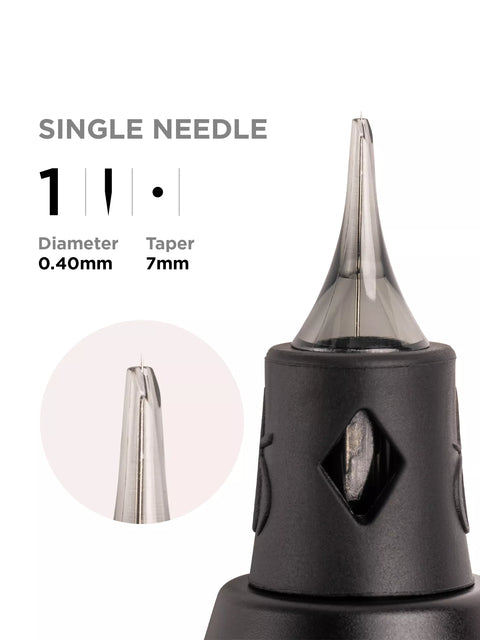 Phi Black Cartridge 0.35 3RS, 7mm taper - 10pcs